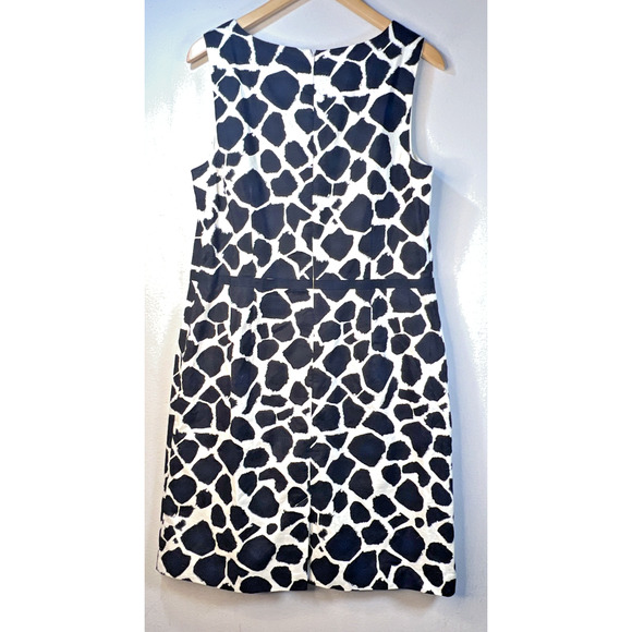 Loft 100% Cotton Sheath Shift Dress Sz 14 Animal Print Sleeveless Lined Pockets - Picture 6 of 8
